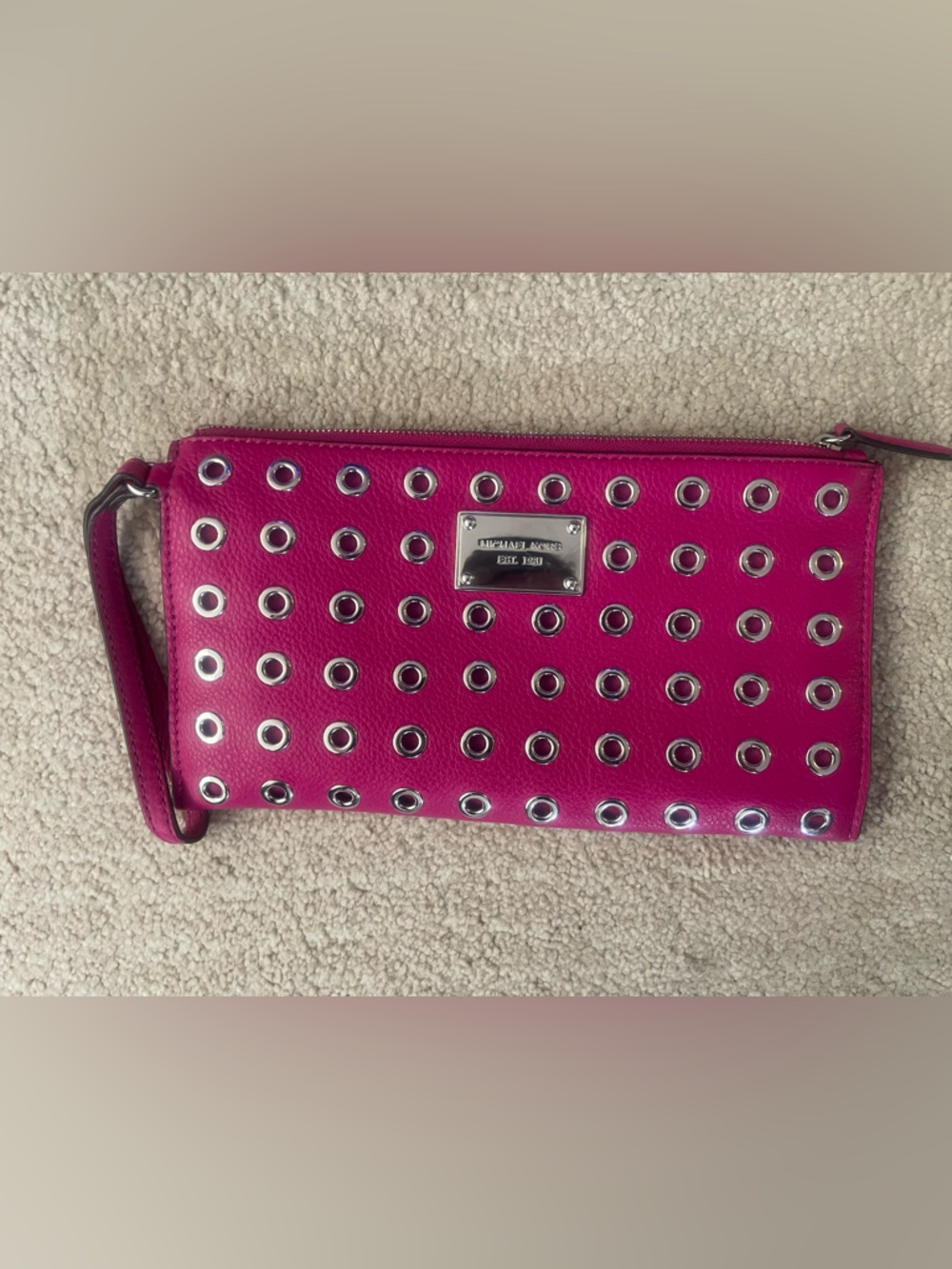 Michael Kors Fuchsia Jet Set Grommet Wristlet